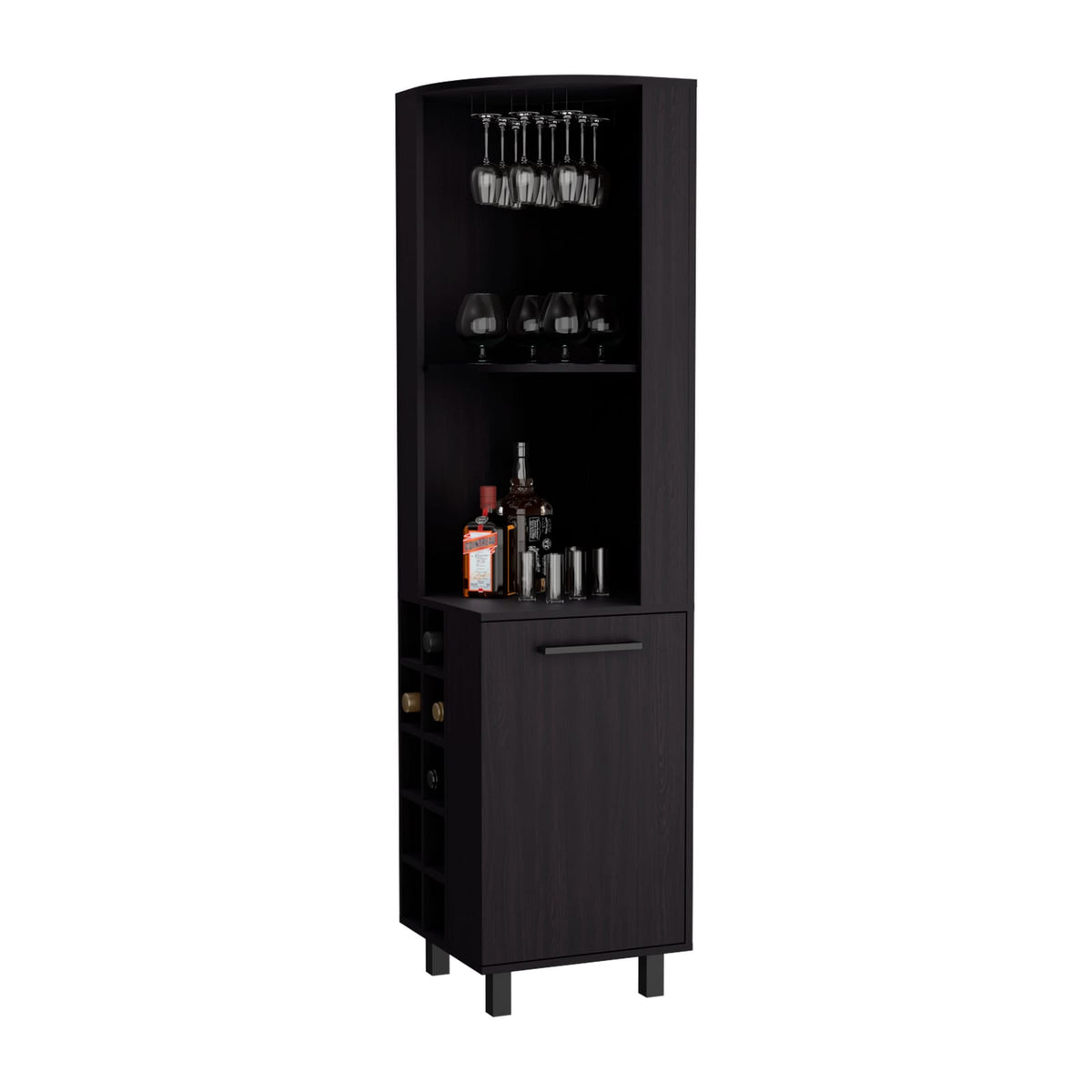 Black Corner Wine Cabinet 17.7" W - 10 Wine Racks