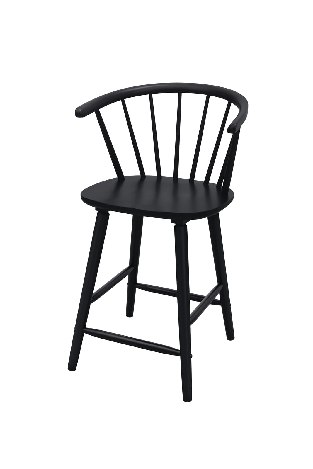 2pc Black Contemporary Counter Height Stool Chair Spindle Back Wooden Kitchen