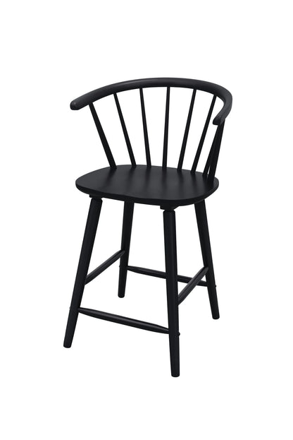 2pc Black Contemporary Counter Height Stool Chair Spindle Back Wooden Kitchen