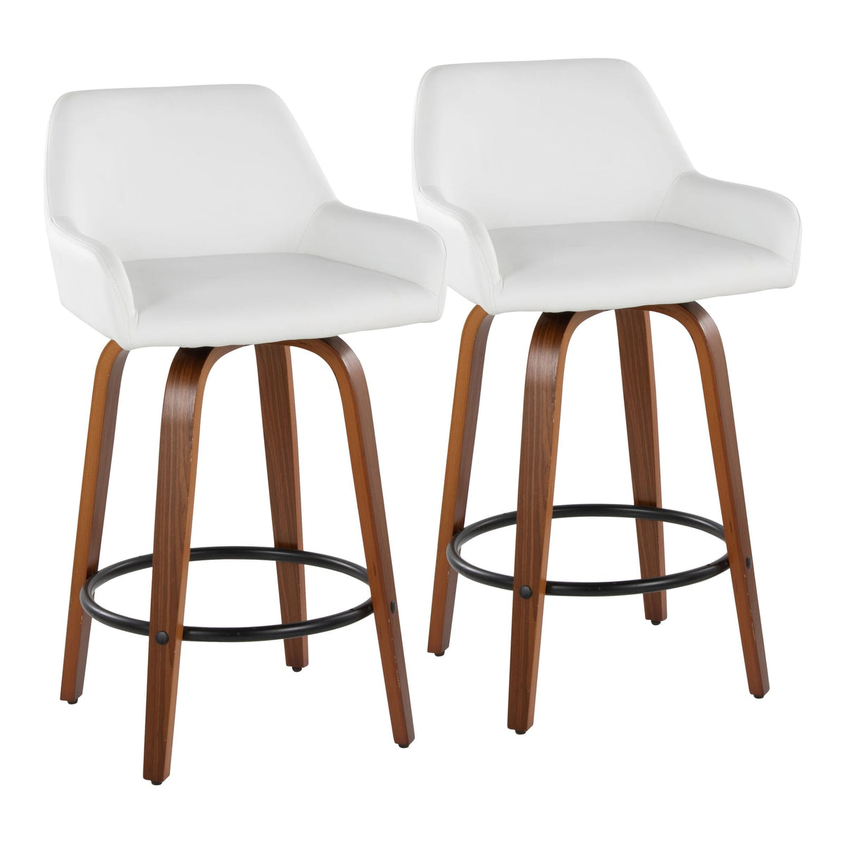 White Faux Leather Counter Stools - 2-Piece Set
