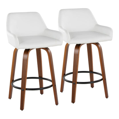 White Faux Leather Counter Stools - 2-Piece Set