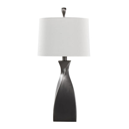 Grey Linen Table Lamps Set - 30 Inch Modern Lighting
