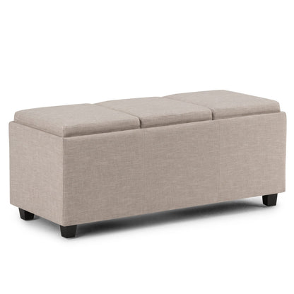 Silver Fabric Storage Ottoman - 41.7" Wide