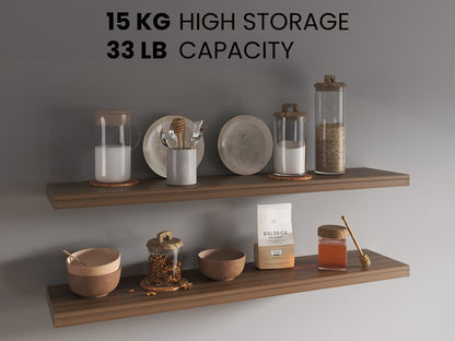 Ecco 47" Floating Shelves Set of 2 - Light Brown Storage