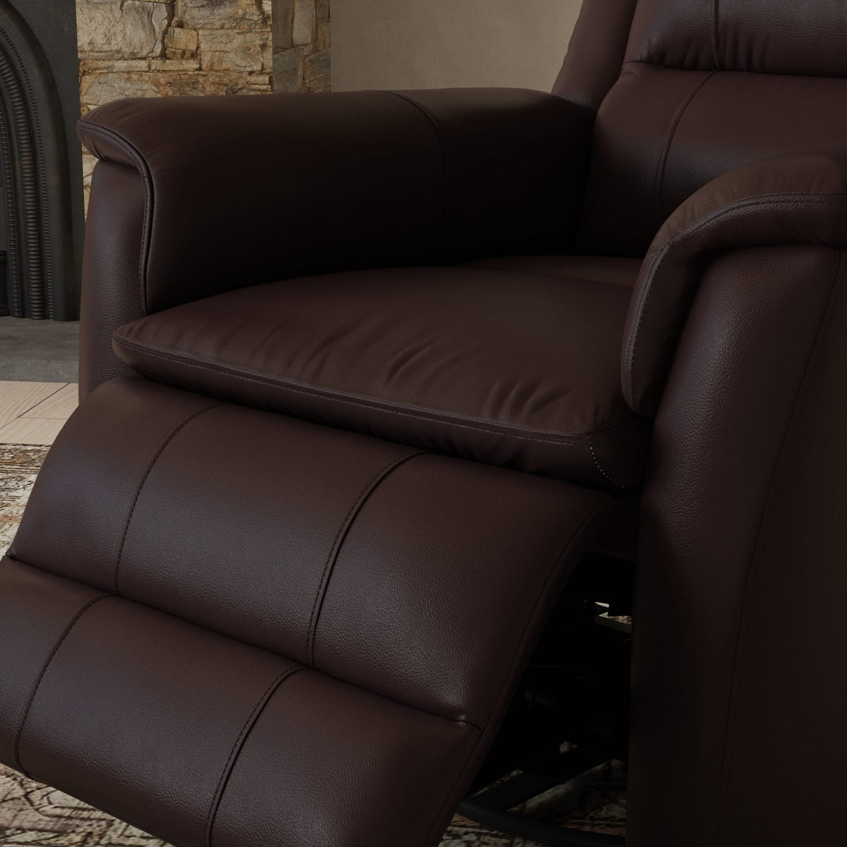 Dark Brown Manual Recliner with Swivel & Footrest for Living Room
