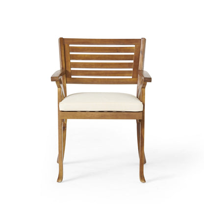 Cream Teak Acacia Wood Patio Dining Set 3 Pieces