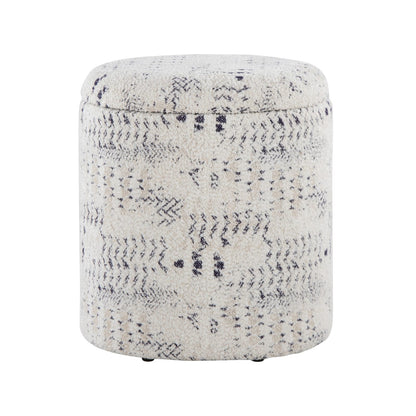 Ivory Cotton Ottoman with Removable Lid for Stylish Bedroom Decor for Living Room