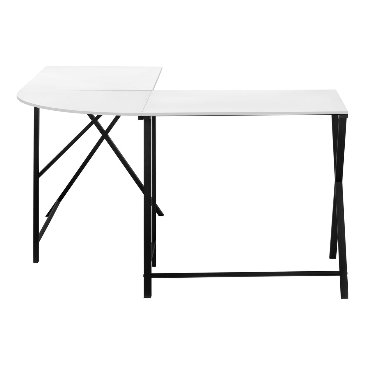 L-Shaped Computer Desk, 55" White Laminate MDF - Corner Office Desk