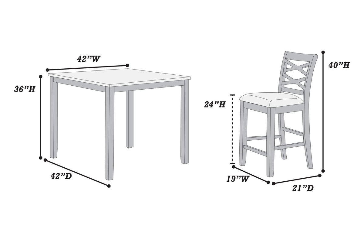 Gray Square Dining Table Set with 4 Chairs for Dining Room