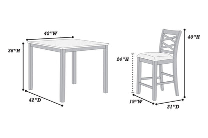 Gray Square Dining Table Set with 4 Chairs for Dining Room
