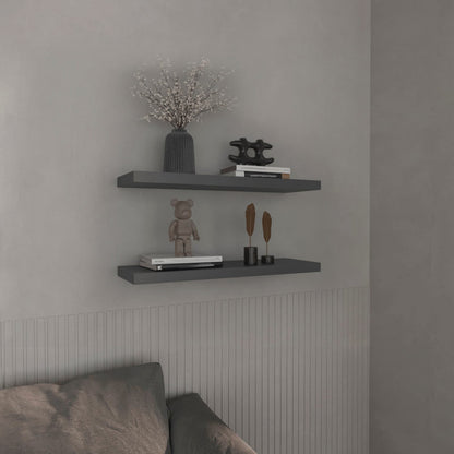 Grey Engineered Wood Floating Shelves - 2 Shelves for Living Room