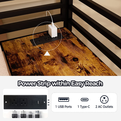 Triple Bunk Bed for 3 Kids - Metal, Black for Bedroom