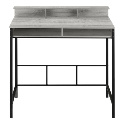 Grey Metal Computer Desk with Storage Shelves for Home Office