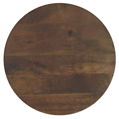 Dark Brown Accent Table - 16 Inch Round Wood Table for Living Room