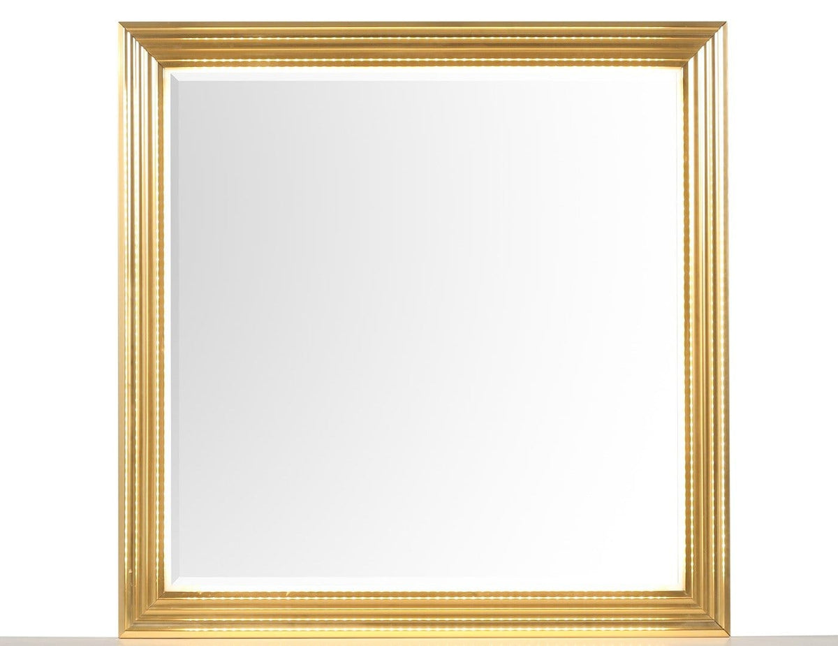 White Wood Vanity Mirror with LED Lights