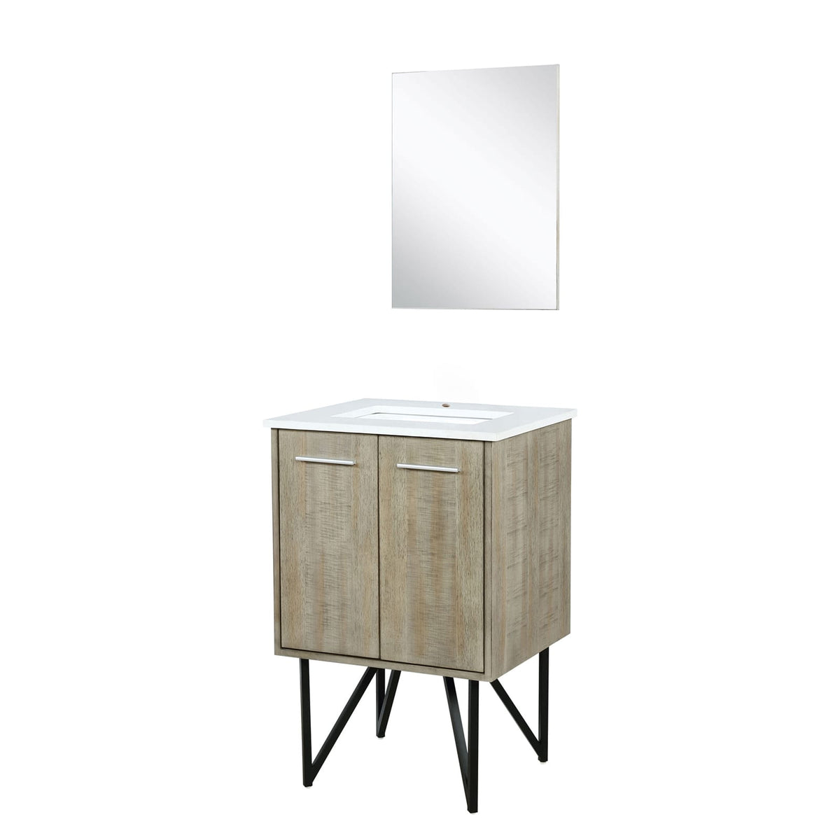 Acacia Wood Bathroom Vanity with Marble Top & Mirror
