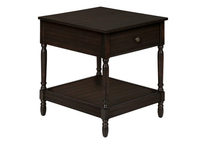 Walnut MDF Accent Table - 2 Tier Storage Nightstand for Living Room