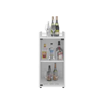 White Bar Cabinet with 1 Glass Door & 3 Shelves for Living Room