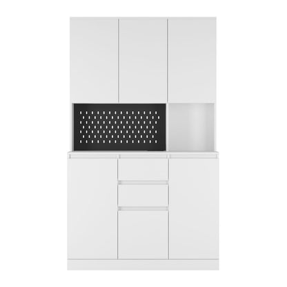 74" Kitchen Pantry Cabinet - White Particle Board Buffet Server