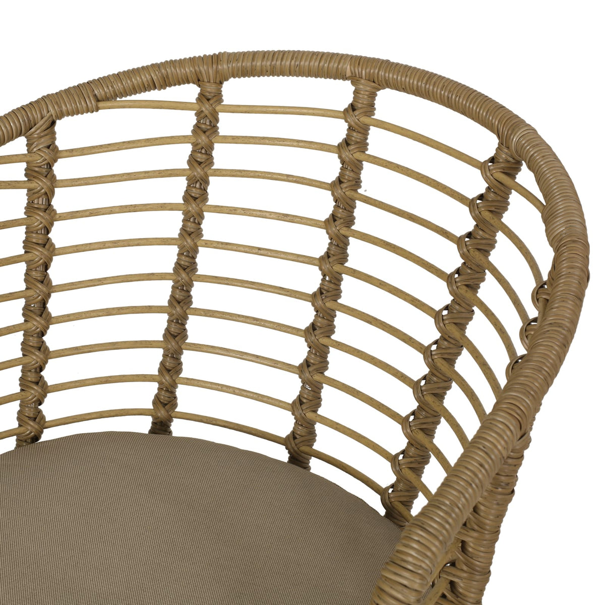 Brown Beige Wicker Patio Chairs Set of 2