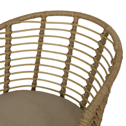 Brown Beige Wicker Patio Chairs Set of 2