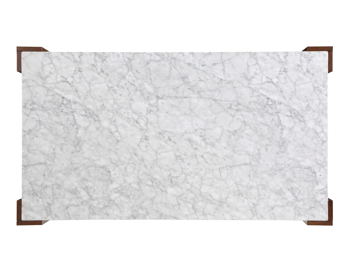 Hettie Dining Table - Marble Engineered Stone Top Walnut Legs