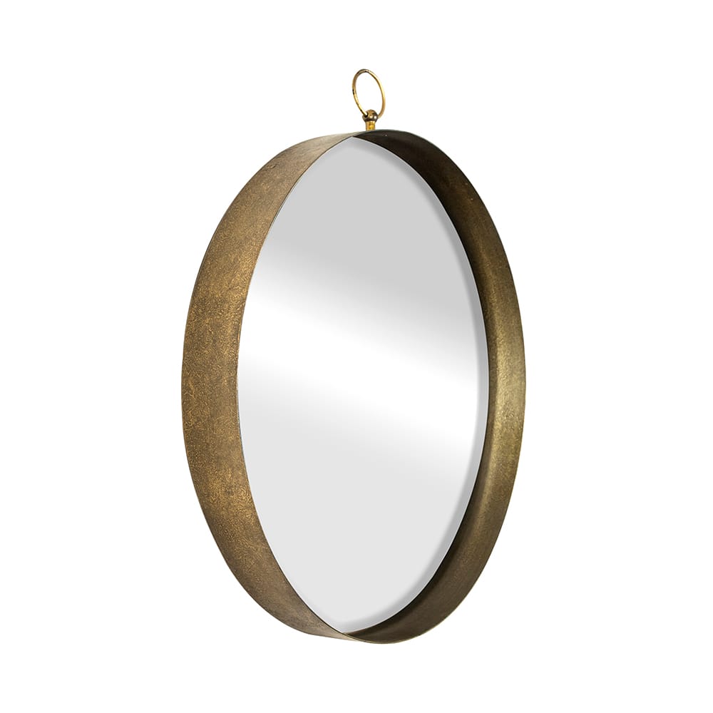 Gold Round Mirror - 24x28 Inch Vanity Mirror with Iron Frame