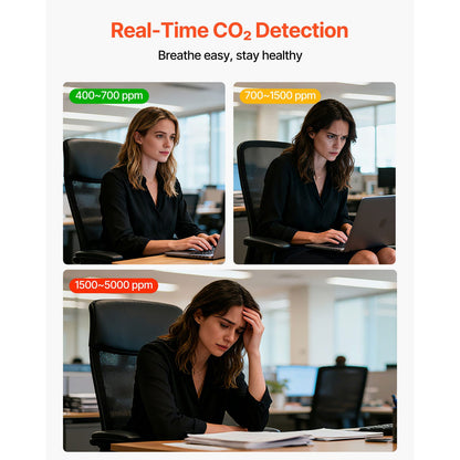 Carbon Dioxide Monitor - CO2 Controller with Temp/Humidity Display, Black
