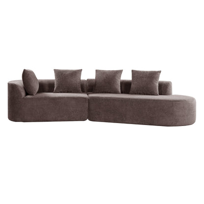 116" Brown Sectional Sofa with Chaise Lounge - Foam Polyester