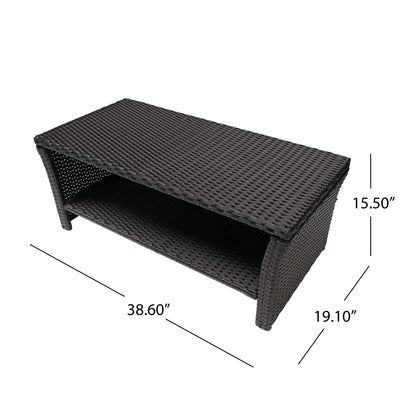 ST LUCIA TABLE - Brown Rattan Patio Coffee Table