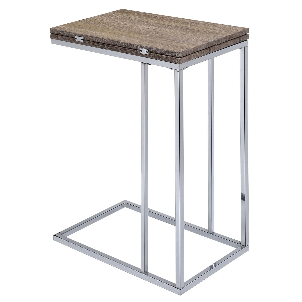 Industrial Oak Side Table with Metal Base for Living Room