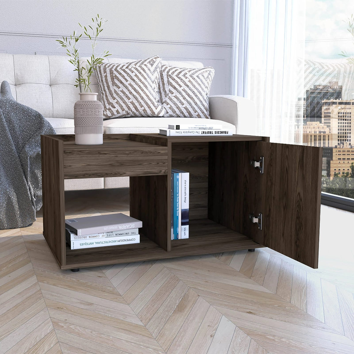 Tualatin 2-Shelf Coffee Table Dark Walnut - Storage & Style for Living Room