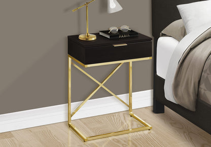 Espresso Accent Table - Storage Drawer Side Table