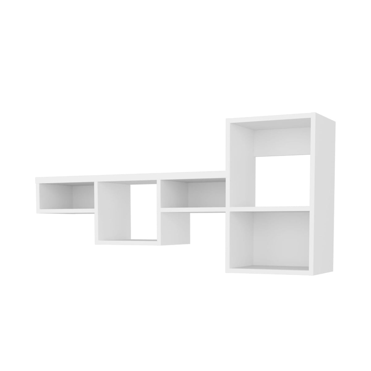 White Wall Mounted Shelves - 5 Shelf Unit for Living Room