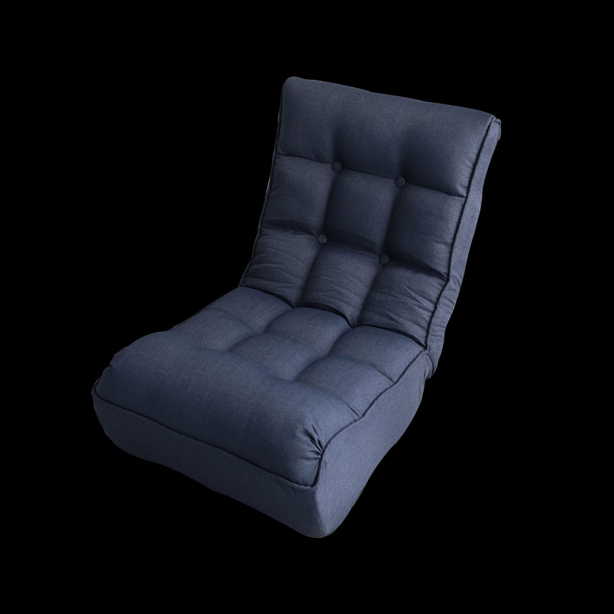 Navy Linen Metal Bean Bag Chair - Adjustable Reclining Sofa for Living Room