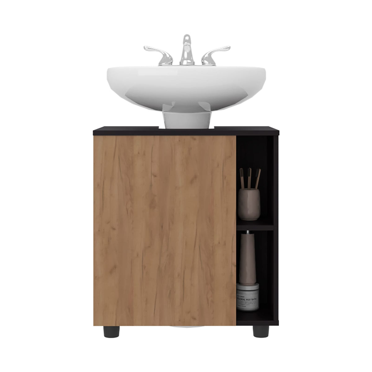 Bathroom Vanity with Storage - 24.4" Natural Black