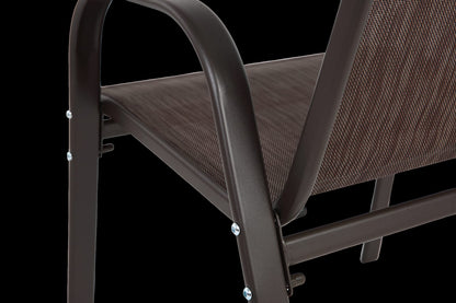 Brown Steel Patio Chairs - Set of 2 Armchairs