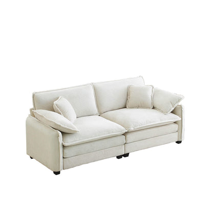 Beige Corduroy 2-Seat Sofa - Comfortable Living Room Sofa