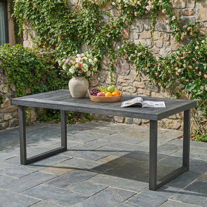 Dark Grey Acacia Wood Outdoor Dining Table for Patio