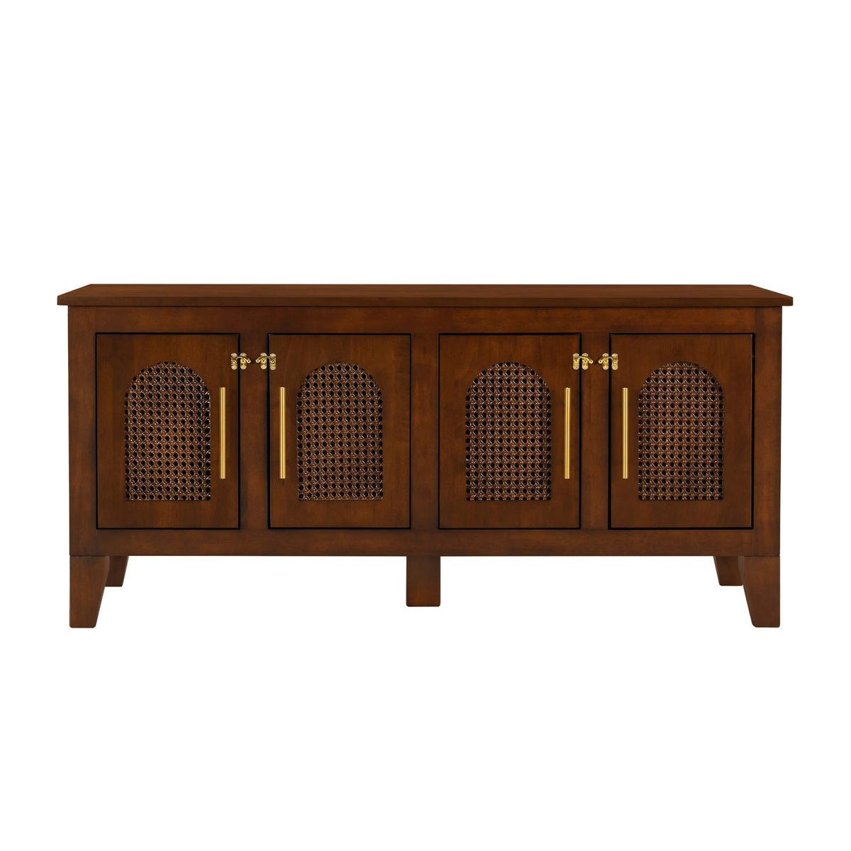 Walnut Rattan Dog Crate Cabinet Stylish Pet Furniture
