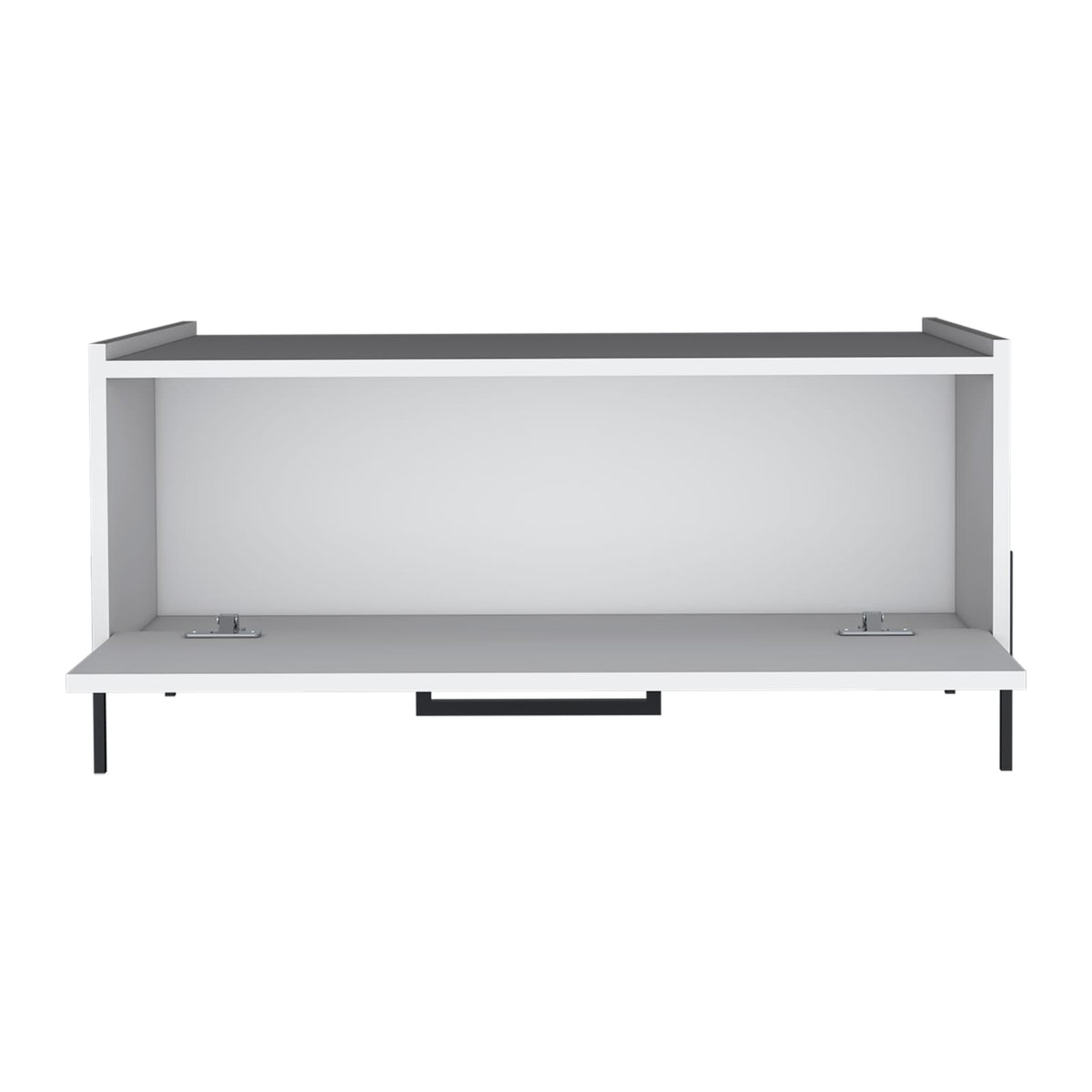 Modern White Engineered Wood Coffee Table with Storage Shelf for Living Room
