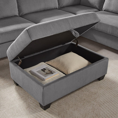 Dark Gray Corduroy Sectional Sofa - 77" Wide