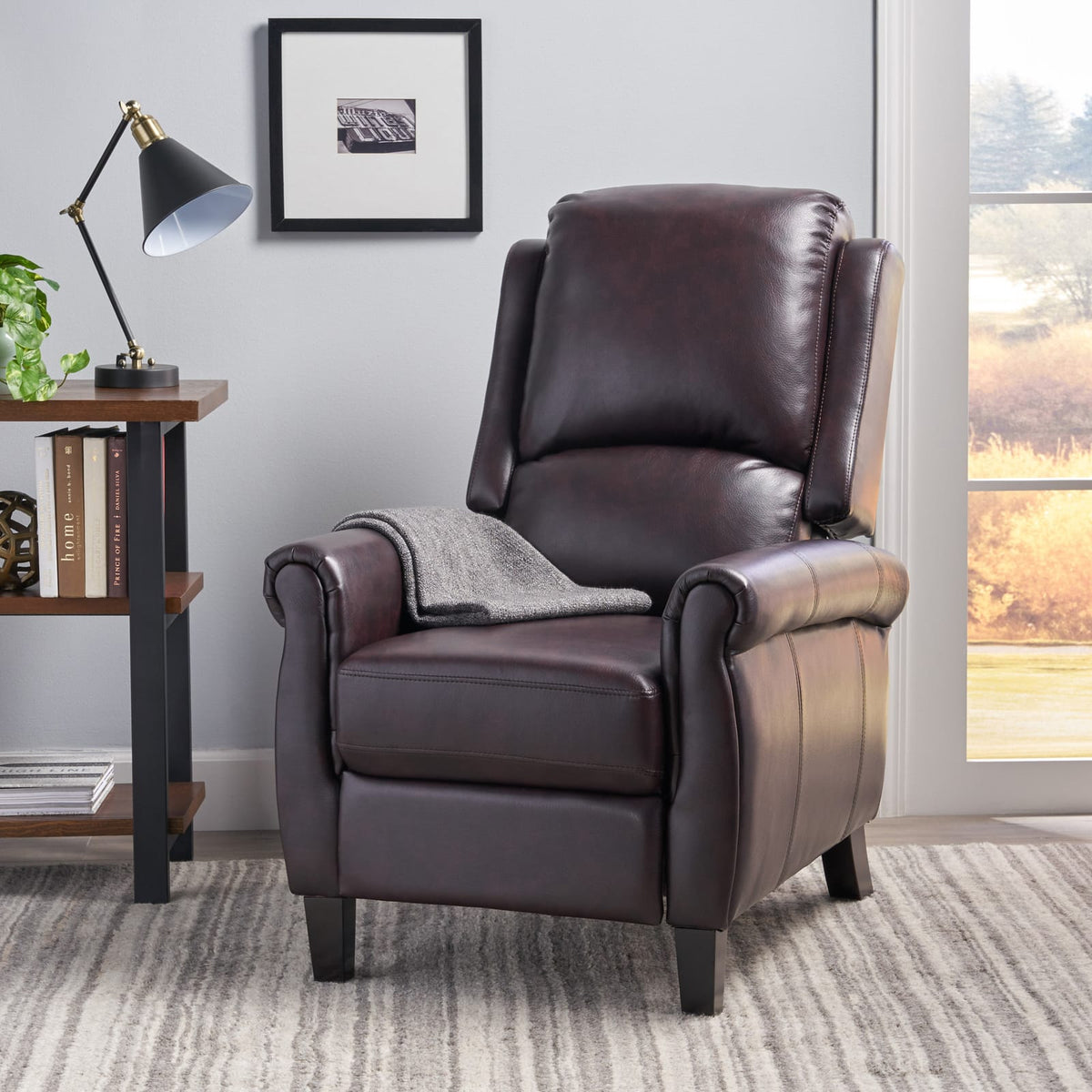 Burgundy PU Recliner Chair - Comfortable & Stylish for Living Room