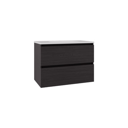 Black Bathroom Vanity with Two Shelves - MDF Storage Cabinet