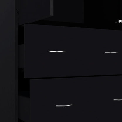 Black Engineered Wood Armoire for Bedroom Storage and Wardrobe