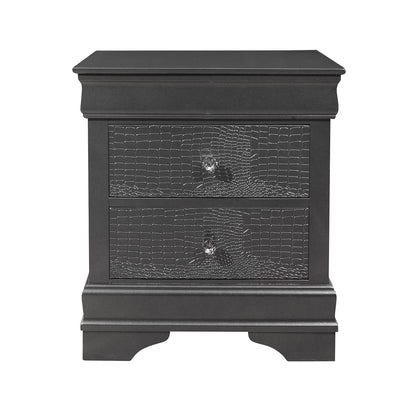 Grey Square Nightstand with 2 Drawers