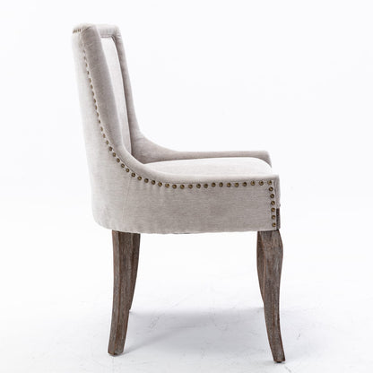 A&A Furniture Ultra Side Dining Chair - Beige Set of 2