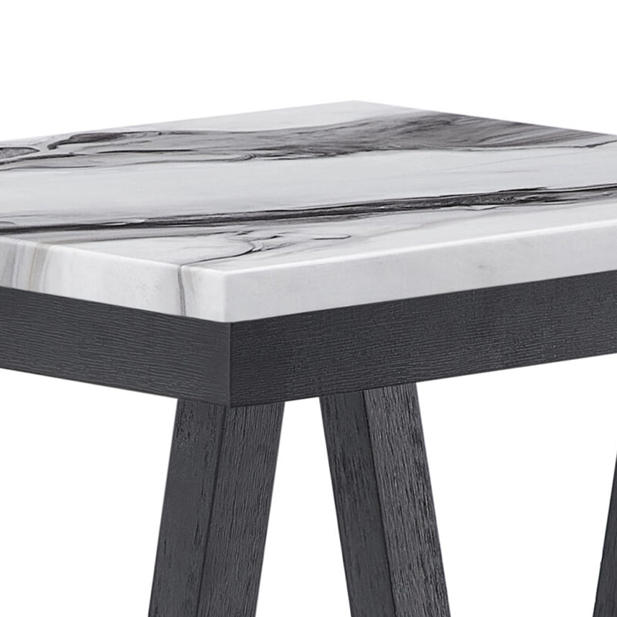 Black and White Square End Table - 22" x 22" for Living Room
