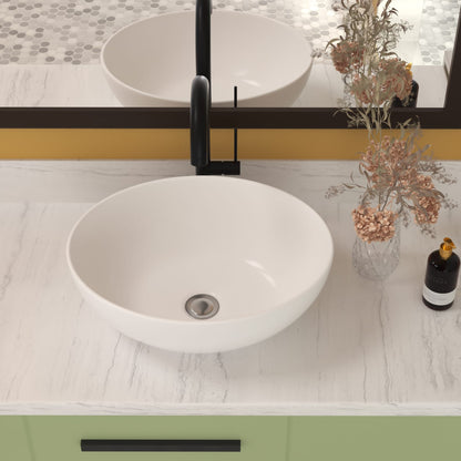 16x13 White Ceramic Oval Vessel Bathroom Sink - Stain Resistant