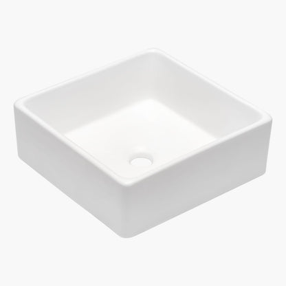 Modern White Ceramic Square Vessel Sink for Bathroom Renovation